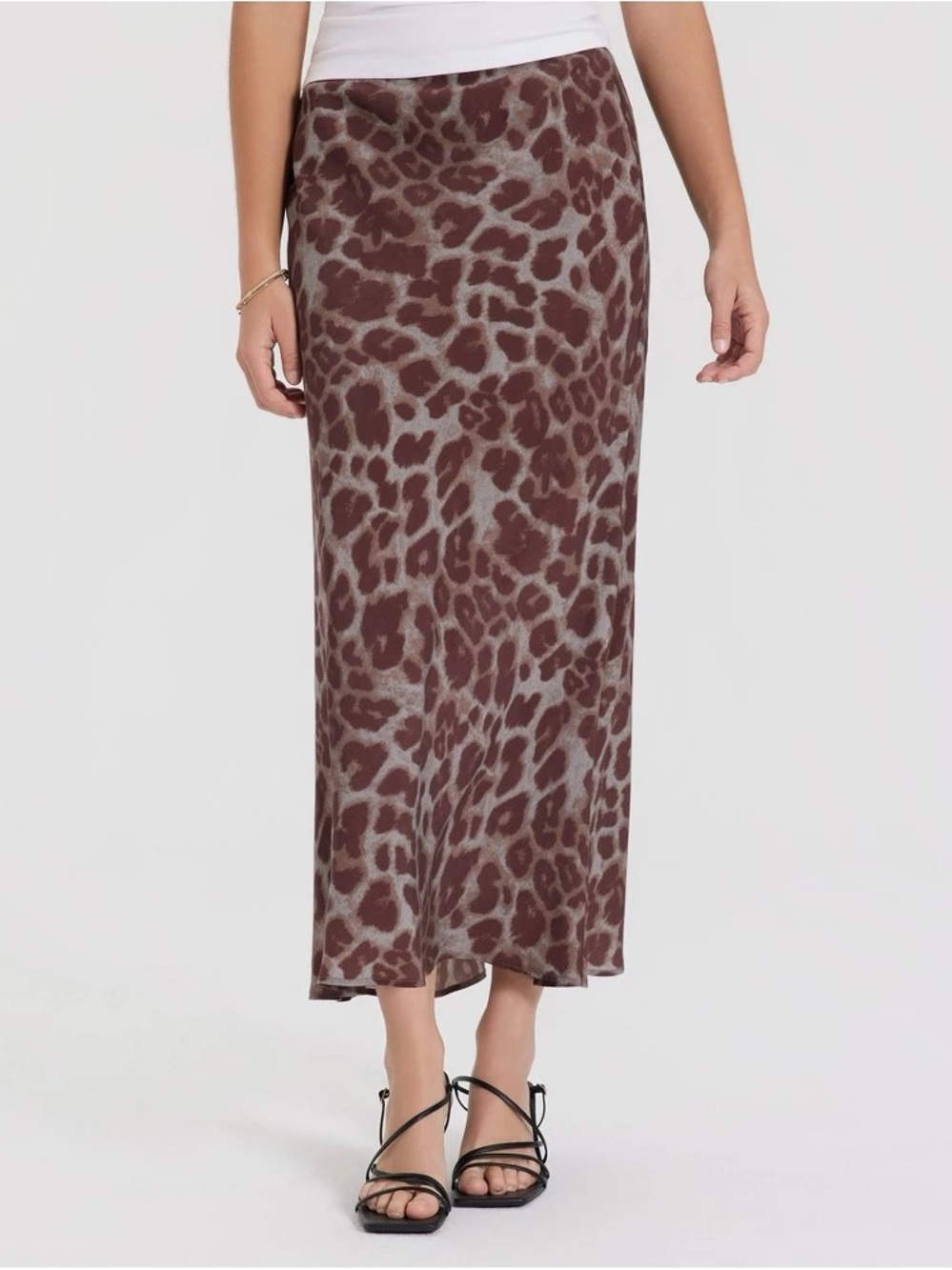 a new day Brown & Taupe Leopard Print Maxi Skirt b214